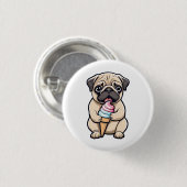 Mops leckendes Eis Button (Vorne & Hinten)