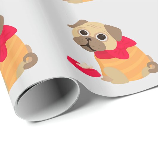 Mops Liebe bezaubernder Mops Hund Geschenkpapier (Rolleneckpunkt)