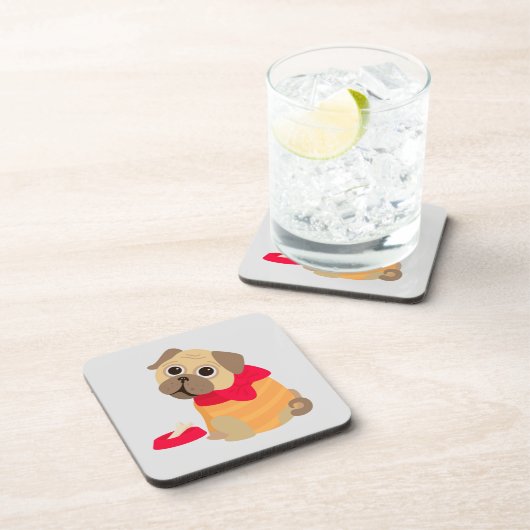 Mops Liebe bezaubernder Mops Hund Getränkeuntersetzer (Rechte Seite)