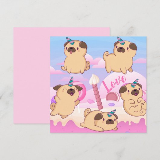 Mops Liebe Feiertagskarte (Vorne/Hinten)