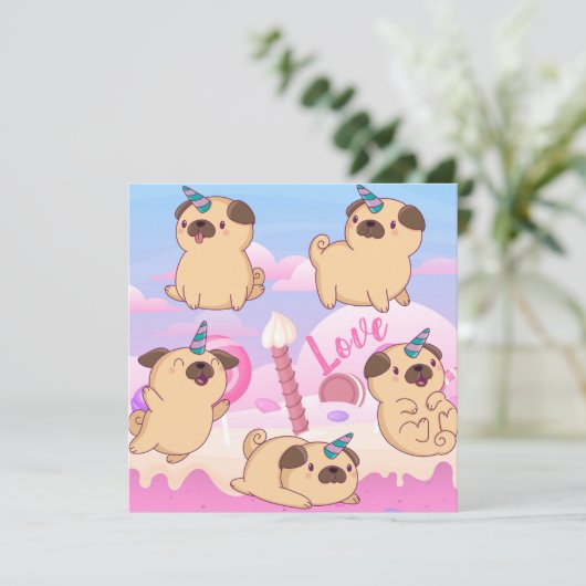 Mops Liebe Feiertagskarte (Stehend Vorderseite)
