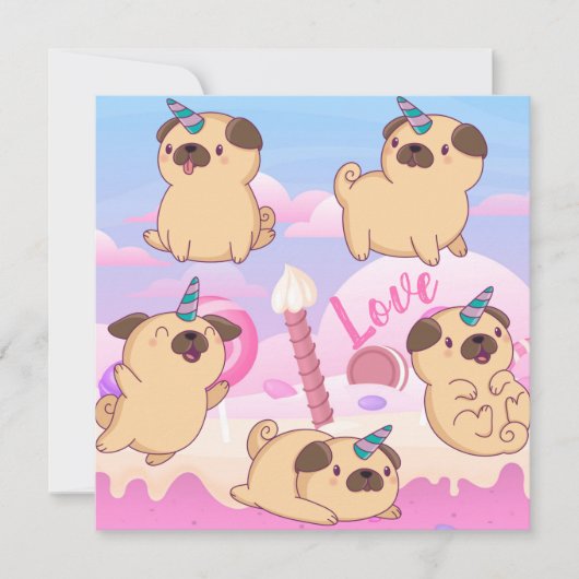 Mops Liebe Feiertagskarte (Vorderseite)