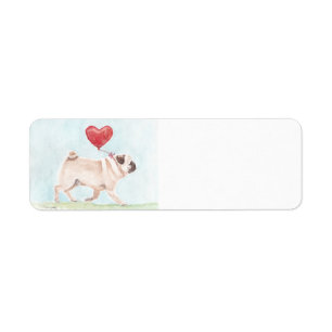 Mops Liebe Hunde Kunst Rücksendeadressen-Aufkleber