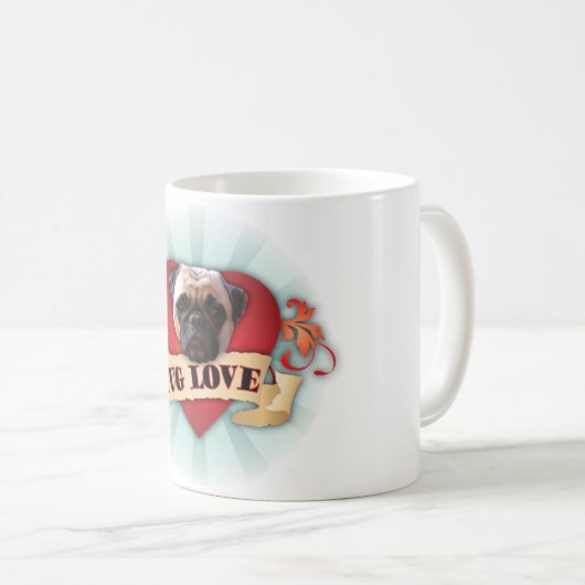 Mops-Liebe Kaffeetasse (VorderseiteRechts)