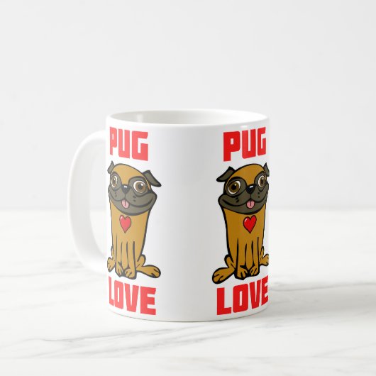 Mops Liebe Kaffeetasse (Vorderseite Links)