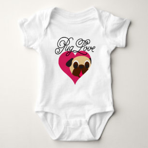 Mops-Liebe-Kitz-Mops im Herz-Bodysuit Baby Strampler