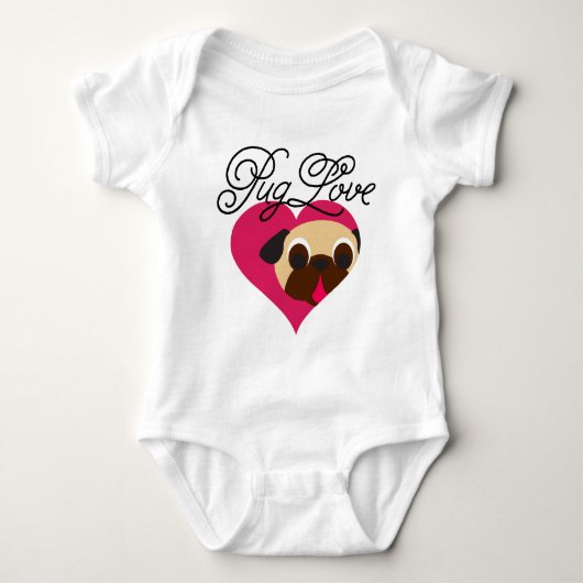 Mops-Liebe-Kitz-Mops im Herz-Bodysuit Baby Strampler (Vorderseite)