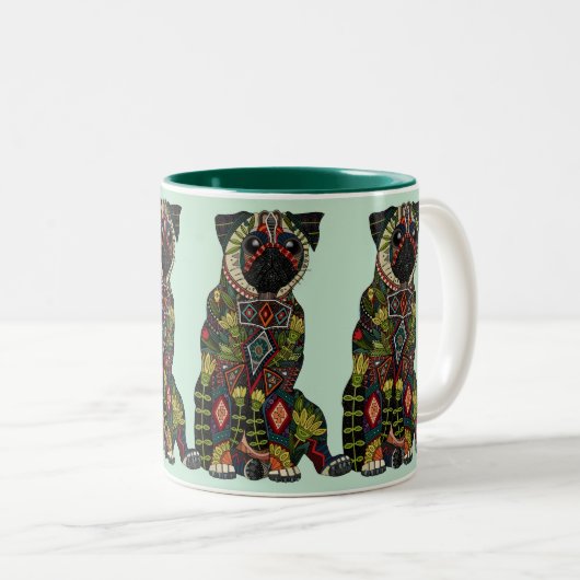 Mops Liebe Minze Zweifarbige Tasse (VorderseiteRechts)