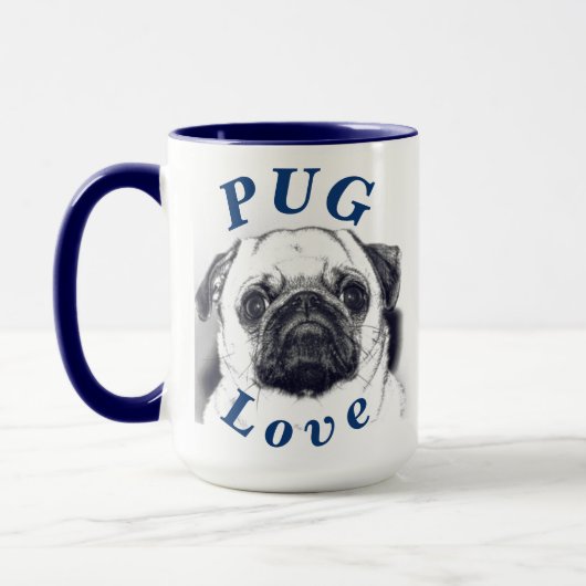 "MOPS Liebe-" niedlichstes Welpen-Geschenk für sie Tasse (Links)