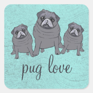 Mops Liebe Quadratischer Aufkleber