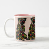 Mops Liebe rosa Zweifarbige Tasse (Links)