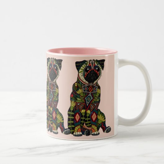 Mops Liebe rosa Zweifarbige Tasse (Rechts)