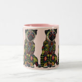Mops Liebe rosa Zweifarbige Tasse (Mittel)
