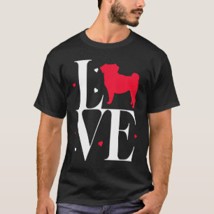 Mops Liebe Rotes Valentinstag Herz für Hund der Mö T-Shirt