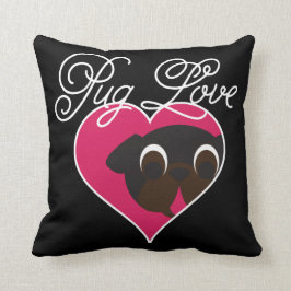 Mops-Liebe-Schwarz-Mops im Herzthrow-Kissen Kissen