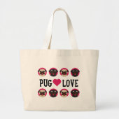 Mops-Liebe-Schwarzes u. Kitz-Mops-Leinwand Jumbo Stoffbeutel (Vorne)