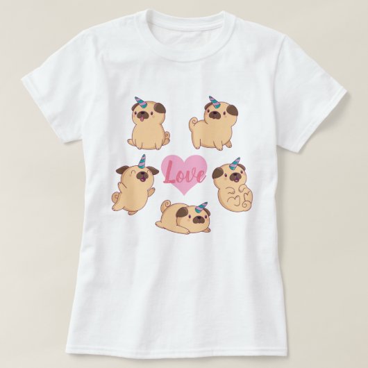 Mops Liebe T - Shirt (Design vorne)