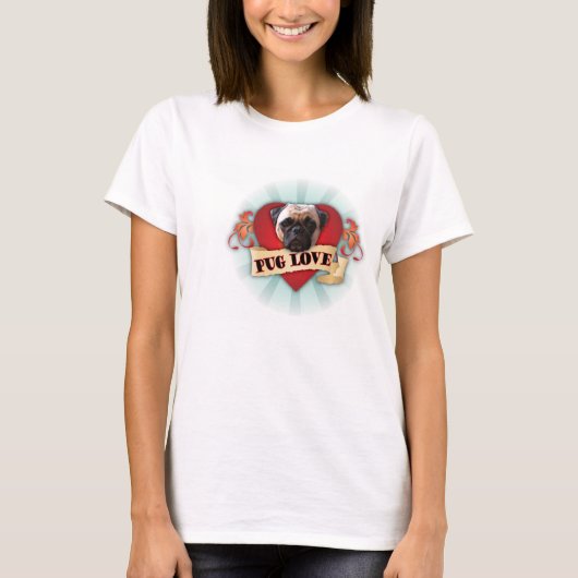 Mops Liebe T-Shirt (Vorderseite)