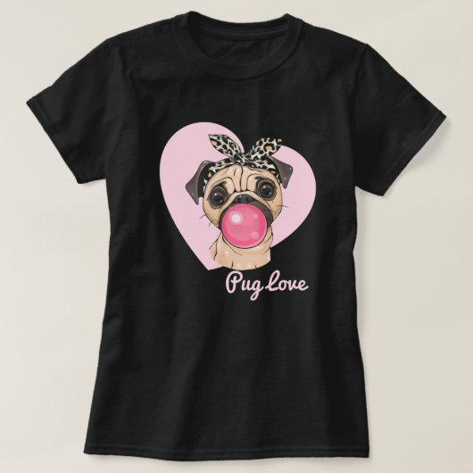 Mops Liebe T-Shirt (Design vorne)
