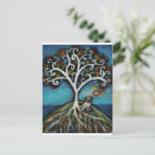 Mops Liebe Tree of Life Postkarte (Stehend Vorderseite)