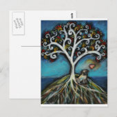 Mops Liebe Tree of Life Postkarte (Vorne/Hinten)