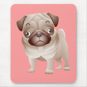 Mops-Liebe-Welpen-Hund Rosa-Mauspad Mousepad
