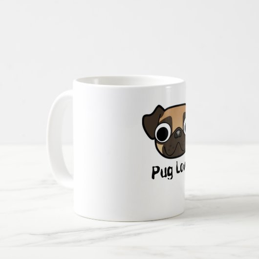 Mops-liebevolle Tasse (Vorderseite Links)