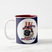 Mops Liebhaber Geschenke Zweifarbige Tasse (Links)