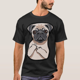 Mops Liebhaber Mittelfinger Lustig Grafik  T-Shirt