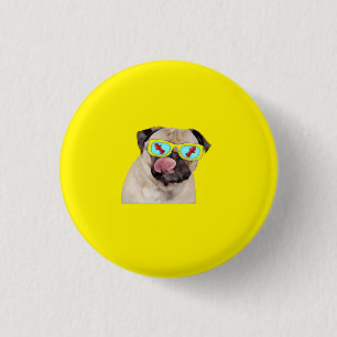Mops liebt Hydranten Button