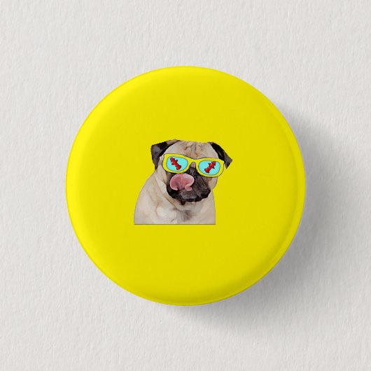 Mops liebt Hydranten Button (Vorderseite)