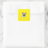Mops liebt Hydranten Quadratischer Aufkleber (Tasche)