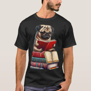 Mops liest Bücher passend zu Bücherwurm-Lesern T-Shirt
