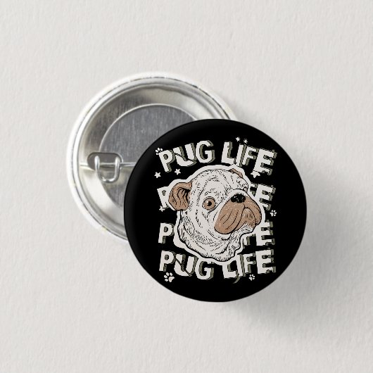 Mops Life Animal Dog Button (Vorne & Hinten)