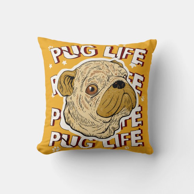 Mops Life Animal Dog Kissen (Vorderseite)