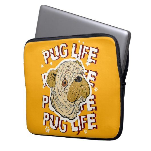 Mops Life Animal Dog Laptopschutzhülle (Vorderseite Links)