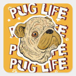 Mops Life Animal Dog Quadratischer Aufkleber