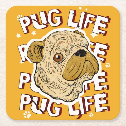 Mops Life Animal Dog Rechteckiger Pappuntersetzer (Vorderseite)