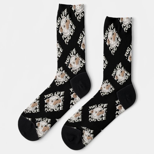 Mops Life Animal Dog Socken (Linkes Detail)