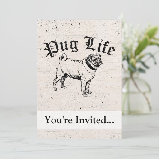Mops Life Funny Dog Gangster Einladung (Stehend Vorderseite)