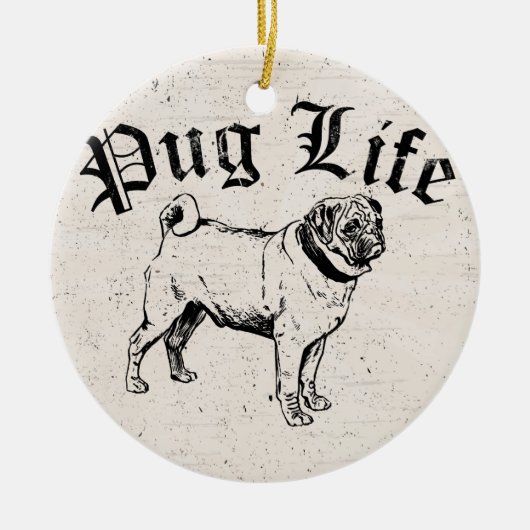 Mops Life Funny Dog Gangster Keramikornament (Vorne)