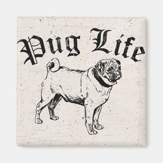 Mops Life Funny Dog Gangster Magnet (Vorne)