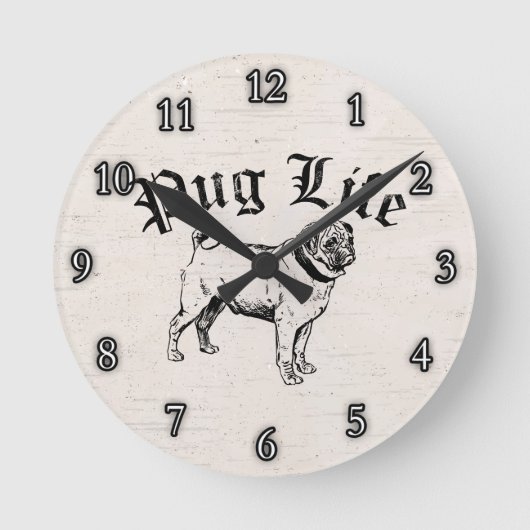 Mops Life Funny Dog Gangster Runde Wanduhr (Vorderseite)