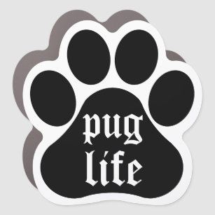 Mops Life   Funny Dog Lover Pawprint Auto Magnet