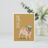 Mops Life Funny Dog Word Puff Postkarte (Stehend Vorderseite)