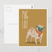 Mops Life Funny Dog Word Puff Postkarte (Vorne/Hinten)