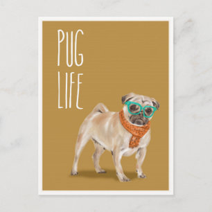 Mops Life Funny Dog Word Puff Postkarte