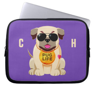 Mops Life individuelle Name & Color Notebook-Ärmel Laptopschutzhülle
