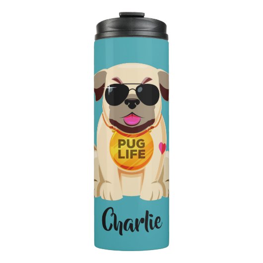 Mops Life individuelle Name & color tumbler Thermosbecher (Vorderseite)