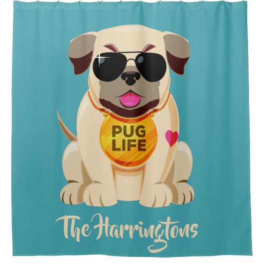 Mops Life individuelle Name & Duschvorhang (Vorderseite)